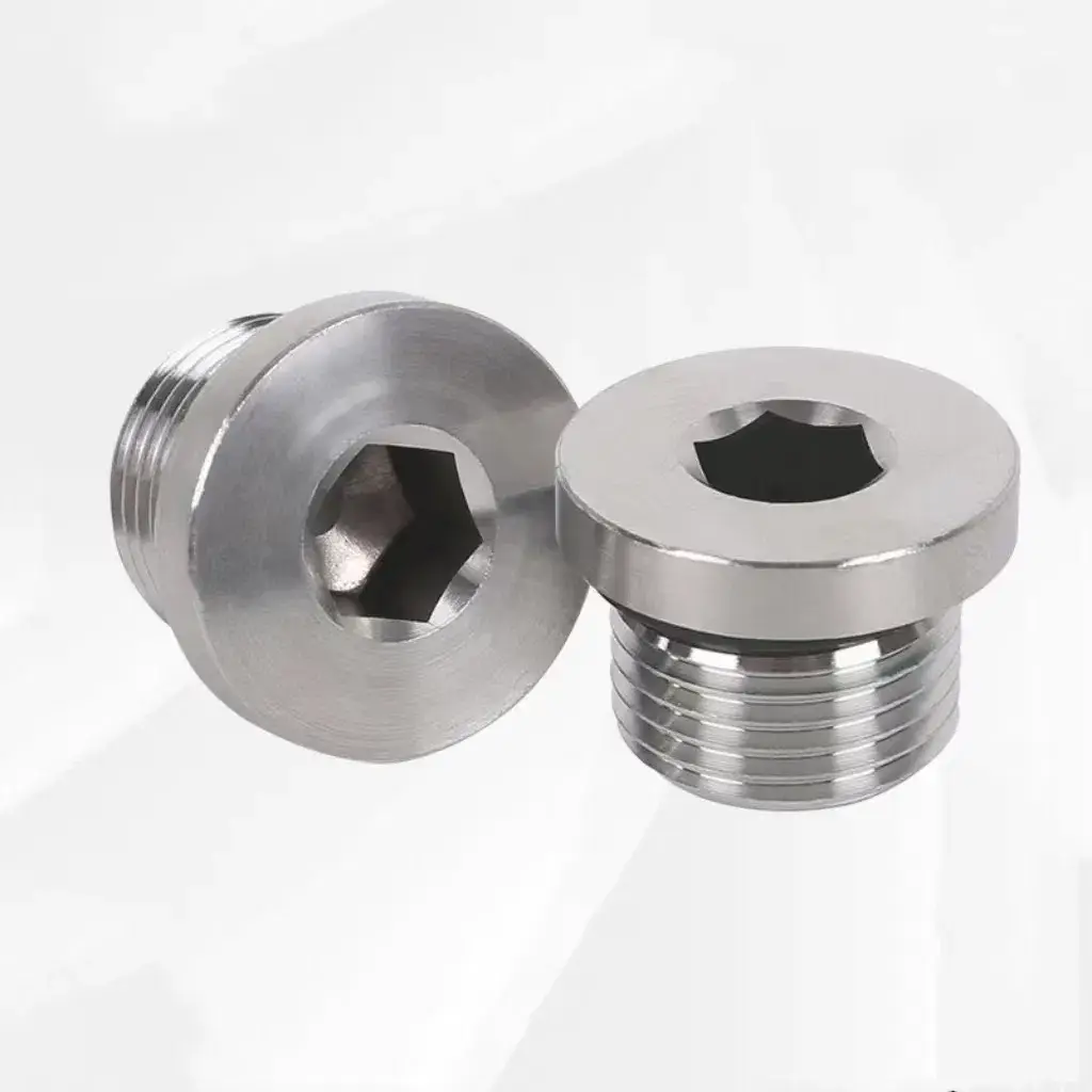 DIN 908 Ren cái nam kích thước mét M12 M14 M16 M18 M20 M22*1.5 Nút hình lục giác bằng thép không gỉ đi kèm O-Ring