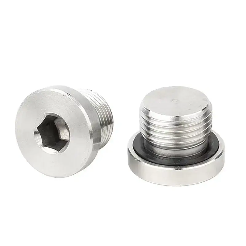 DIN 908 Ren cái nam kích thước mét M12 M14 M16 M18 M20 M22*1.5 Nút hình lục giác bằng thép không gỉ đi kèm O-Ring
