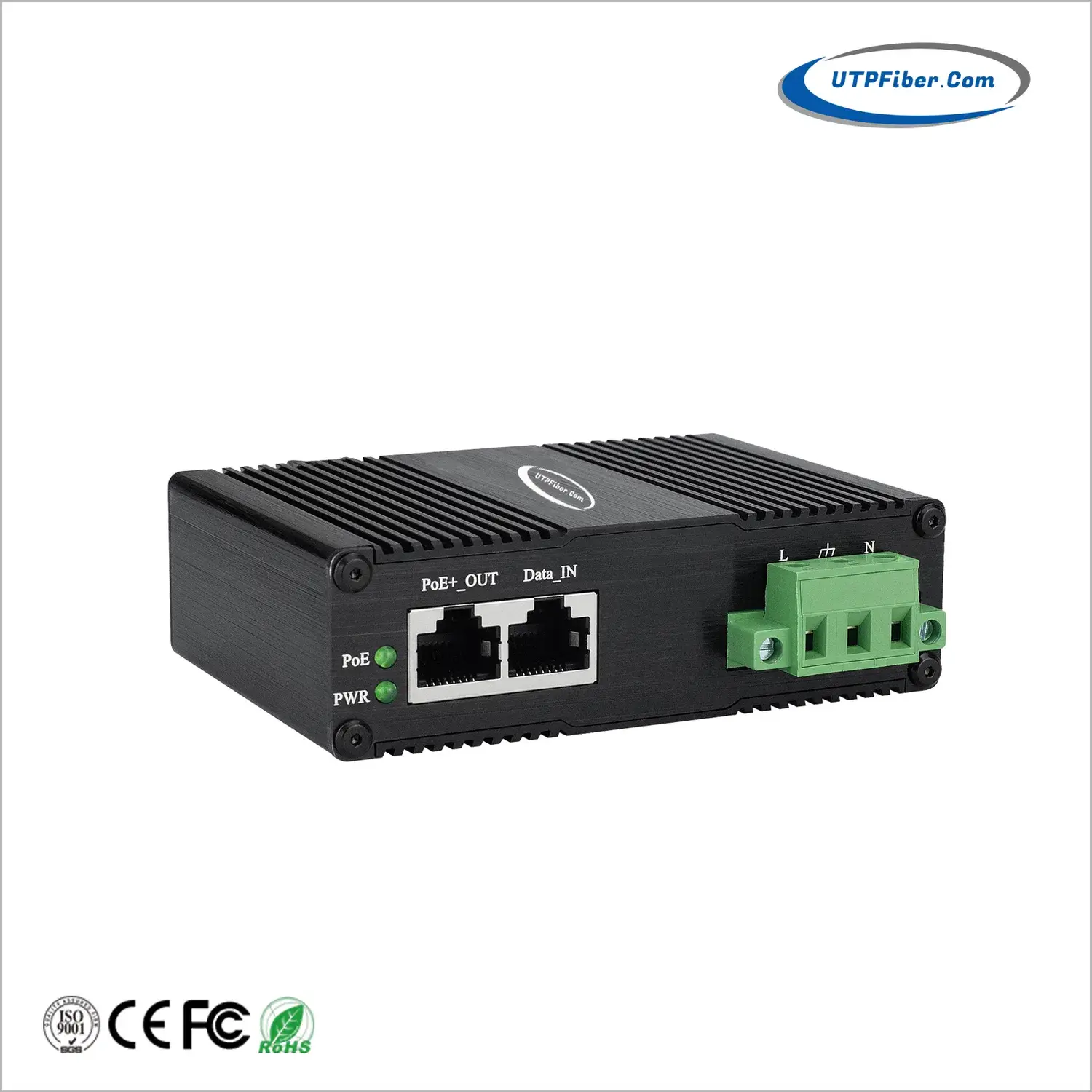 Bộ tiêm Poe++ Ethernet Gigabit công nghiệp DIN Rail IP40 với khối đầu vào nguồn 90-240VAC