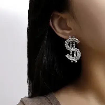 Bông tai thiết kế đơn giản và linh hoạt, hình đồng đô la