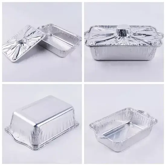Nồi nhôm hình chữ nhật 2500ml dùng một lần, phù hợp nấu thức ăn và chứa Vật có nắp