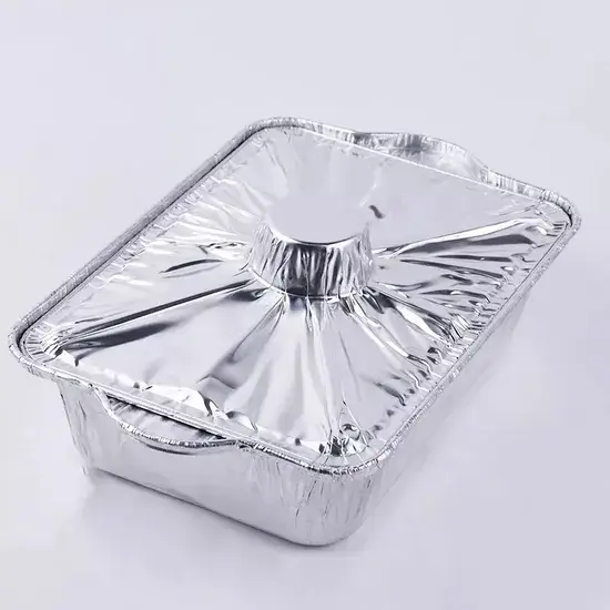 Nồi nhôm hình chữ nhật 2500ml dùng một lần, phù hợp nấu thức ăn và chứa Vật có nắp