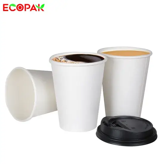 Cốc giấy đựng trà sữa mỏng đơn lớp có nắp màu đen hình ảnh 1-description