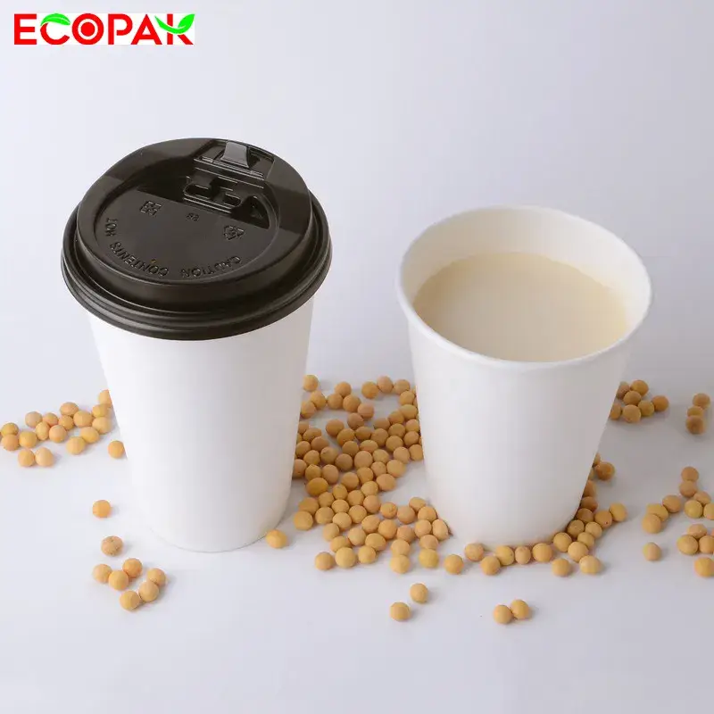 Cốc giấy đựng trà sữa mỏng đơn lớp có nắp màu đen