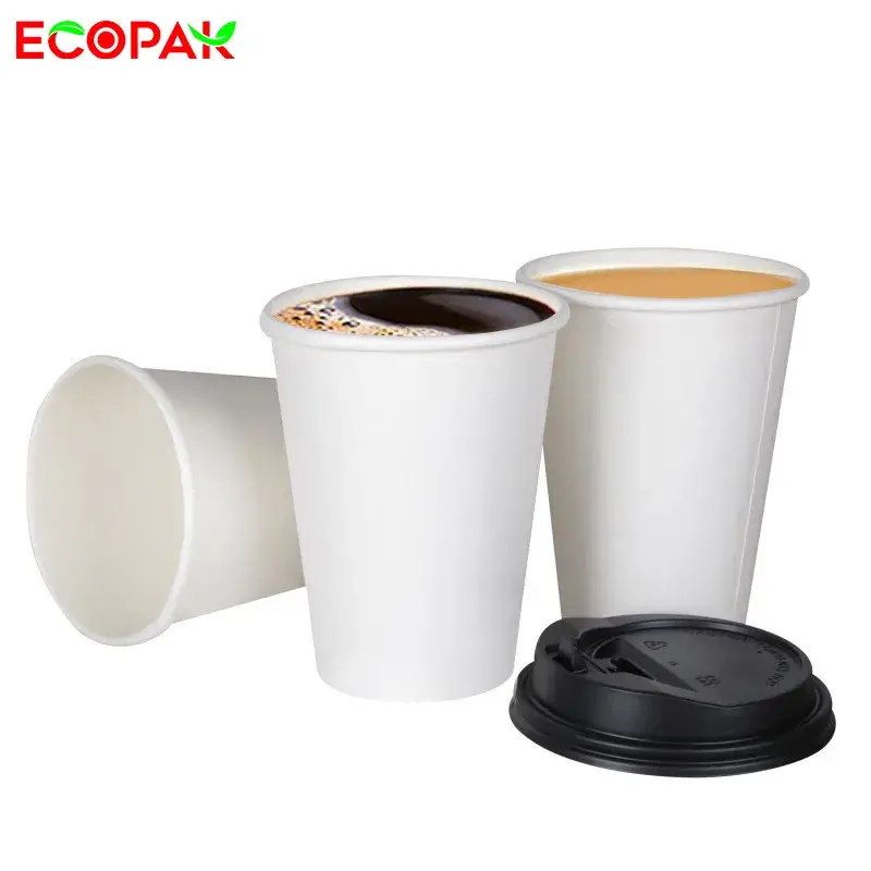 Cốc giấy đựng trà sữa mỏng đơn lớp có nắp màu đen