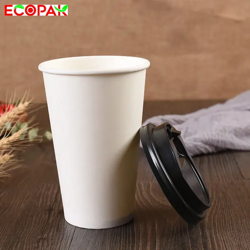 Cốc giấy đựng trà sữa mỏng đơn lớp có nắp màu đen