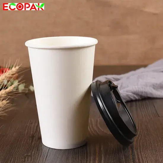 Cốc giấy đựng trà sữa mỏng đơn lớp có nắp màu đen