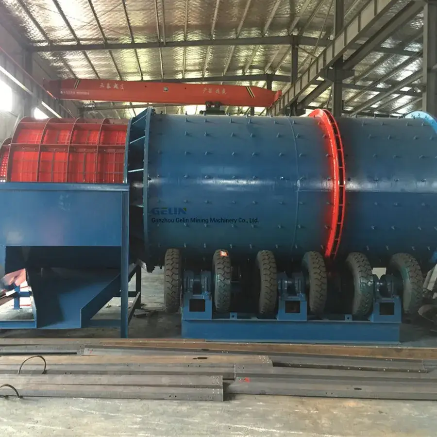 Máy rửa trống loại bỏ cát đá vàng từ màn hình trommel trong quá trình khai thác khoáng sản