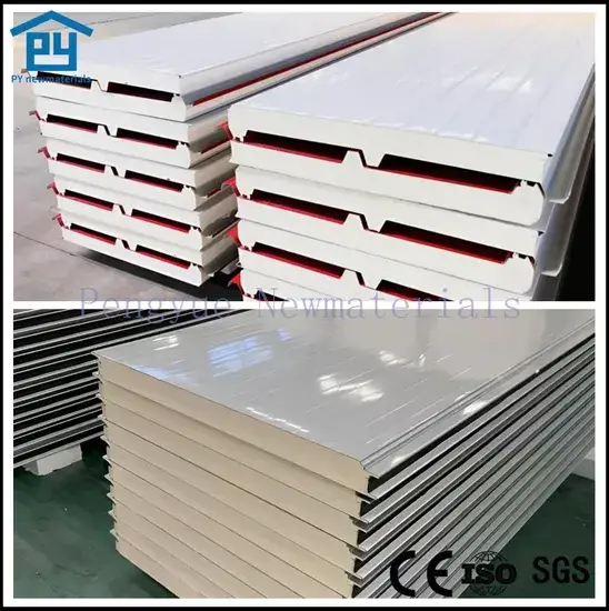 Bảng tường và mái sandwich Polyurethane/PIR/PUR/PU/Đá khoáng/EPS/Len thủy tinh có kết cấu thép và mối nối ẩn từ 30 đến 150mm