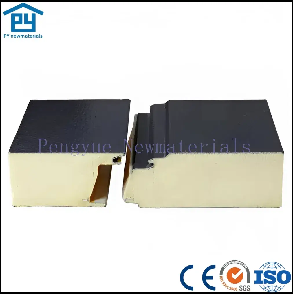 Bảng tường và mái sandwich Polyurethane/PIR/PUR/PU/Đá khoáng/EPS/Len thủy tinh có kết cấu thép và mối nối ẩn từ 30 đến 150mm