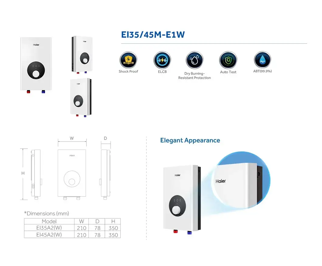 Máy nước nóng điện không bình treo tường - 4.5kw 220 Volt, tiết kiệm năng lượng và dễ lắp đặt hình ảnh 13-description