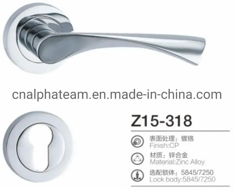 Khóa cửa tay nắm với chất liệu nhôm oxi hóa kinh tế và đế tròn màu vàng
