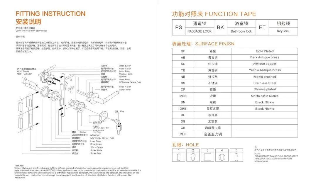 Khóa cửa tay nắm với chất liệu nhôm oxi hóa kinh tế và đế tròn màu vàng hình ảnh 13-description