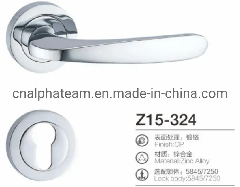 Khóa cửa tay nắm với chất liệu nhôm oxi hóa kinh tế và đế tròn màu vàng