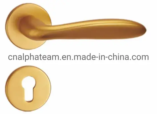 Khóa cửa tay nắm với chất liệu nhôm oxi hóa kinh tế và đế tròn màu vàng hình ảnh 1-description