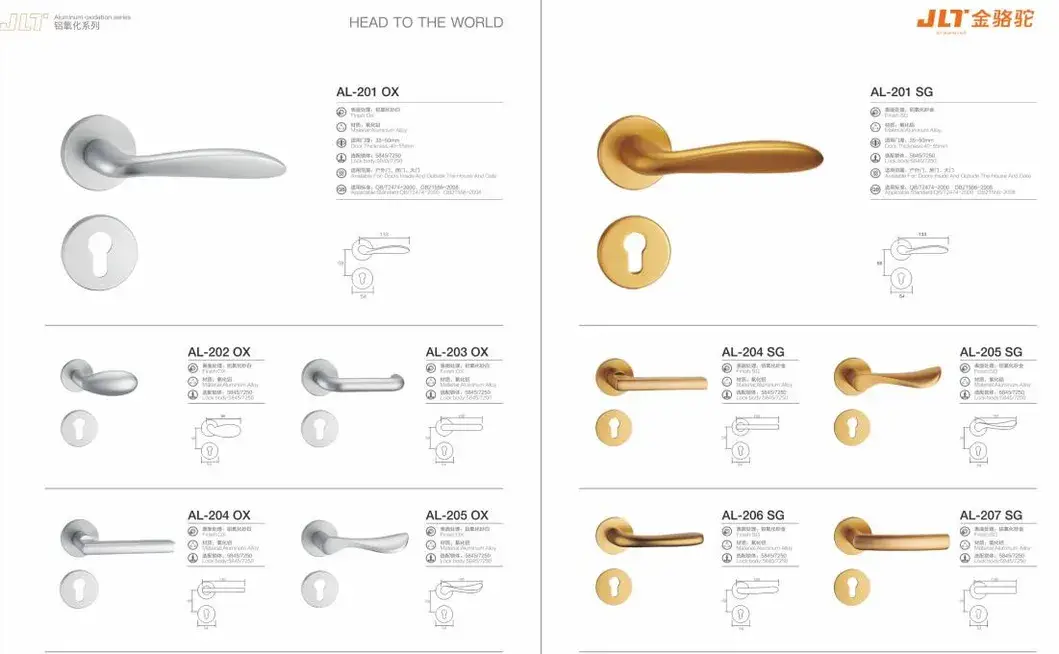 Khóa cửa tay nắm với chất liệu nhôm oxi hóa kinh tế và đế tròn màu vàng hình ảnh 14-description