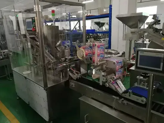 Dòng sản phẩm dây chuyền sử dụng để đếm, đóng gói và dán nhãn sản phẩm sủi bọt