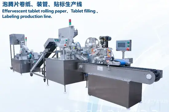 Dòng sản phẩm dây chuyền sử dụng để đếm, đóng gói và dán nhãn sản phẩm sủi bọt