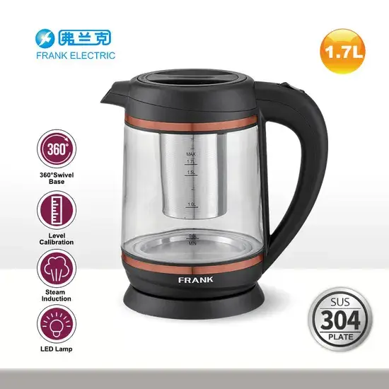 Chuỗi đun nước thông minh 1.7L kính sáng bóng với chức năng lọc trà hình ảnh 1-description