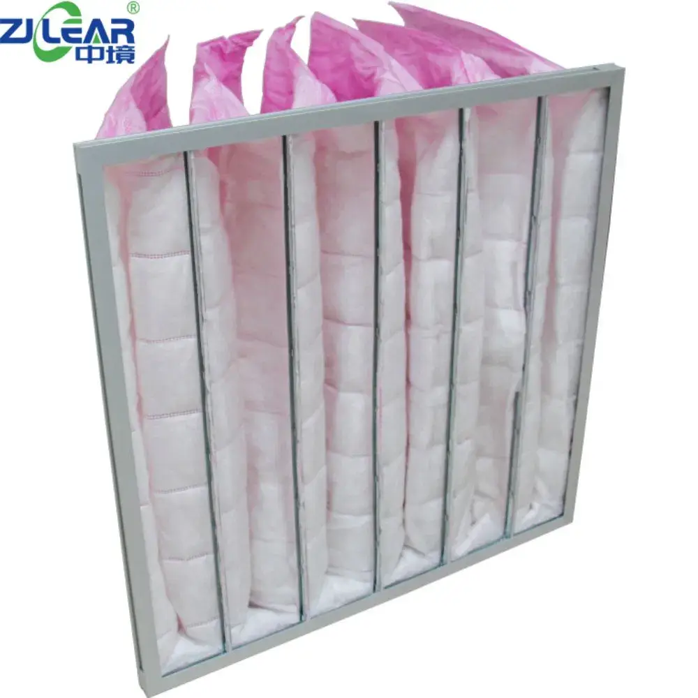 Túi lọc không khí bằng sợi thủy tinh có hiệu suất trung bình F4 F5 F6 F7 F8