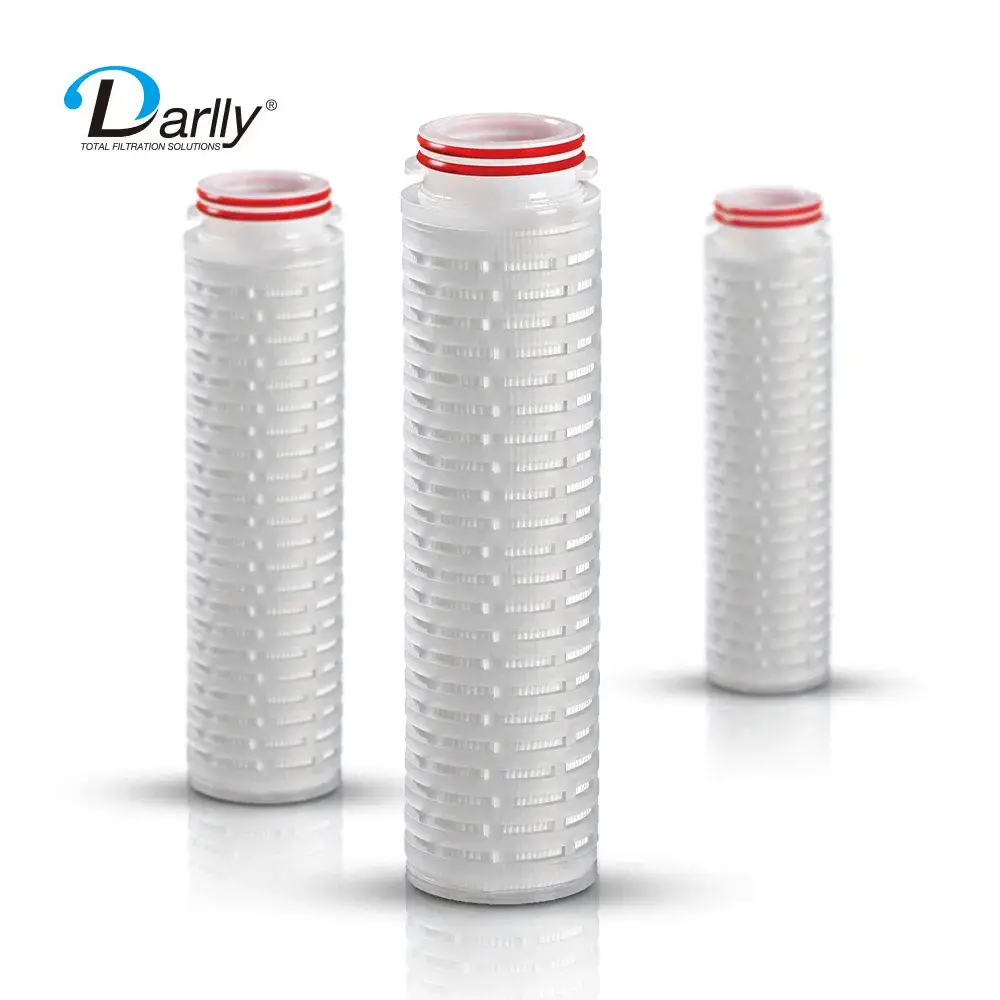 Bộ lọc nước pleated polypropylene có độ chính xác 1 micron, cấp chứng nhận FDA, phù hợp để tiền lọc chất lỏng