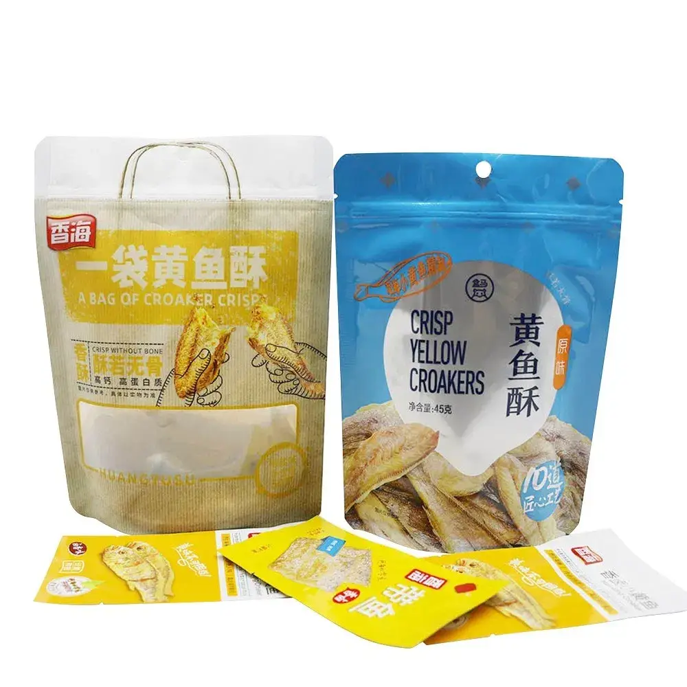 Túi đứng thực phẩm nhựa tái chế có khóa kéo từ nhà máy bao bì, mua trực tiếp
