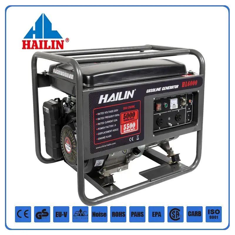 5kw 5.5kw Máy Phát Điện Khởi Động Xăng Điện - Sản Phẩm Chính Hãng Từ Nhà Máy, Bánh Xe Đi Kèm