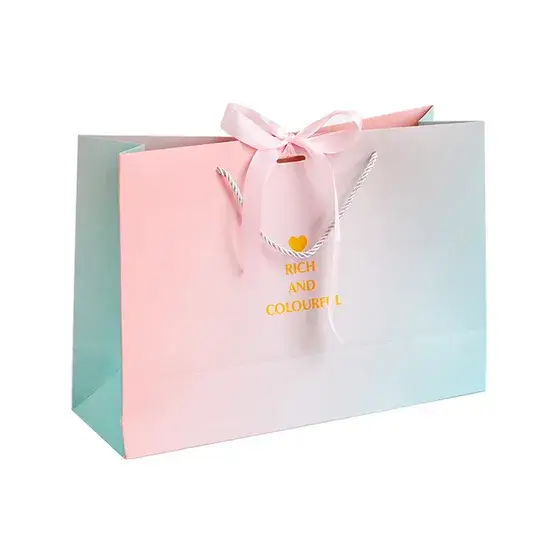 Túi giấy quà tặng in logo cao cấp, thời trang boutique đựng quần áo với ruy băng tùy chỉnh