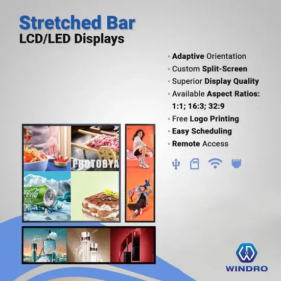 Kệ mỏng màn hình LCD 28.6 inch cho siêu thị và nhà máy sản xuất