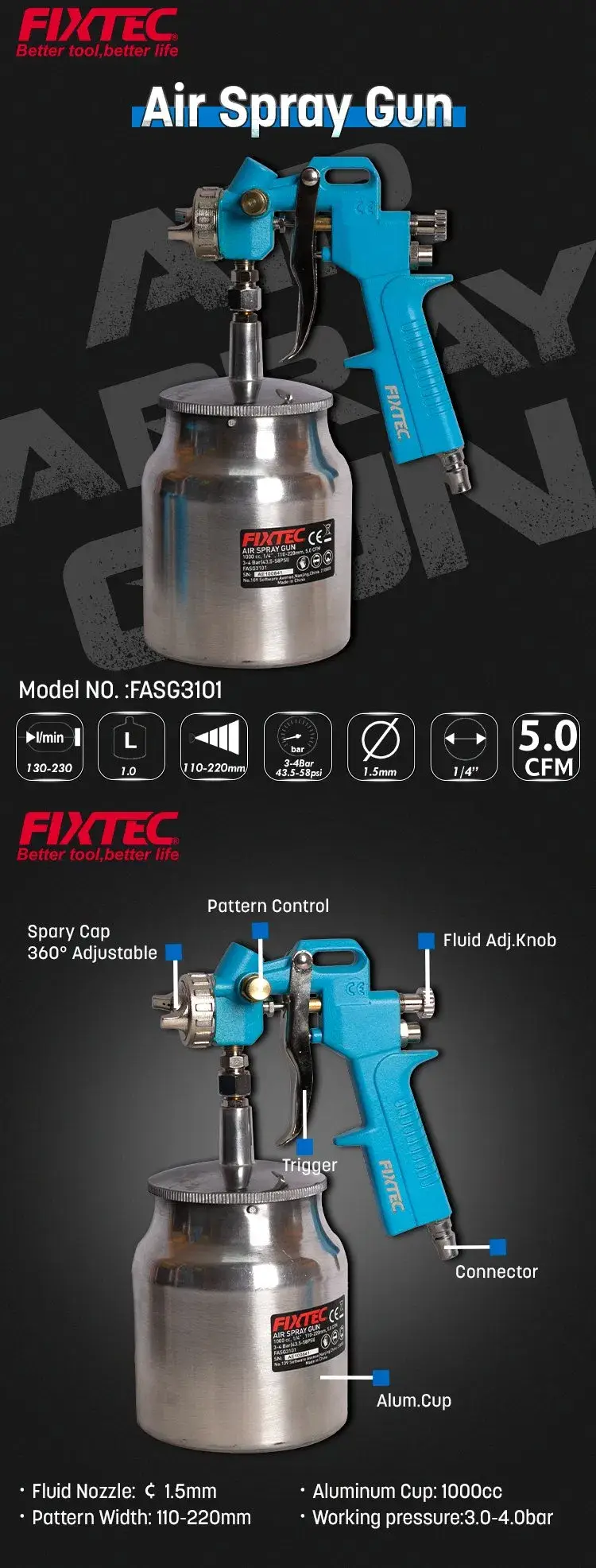 Máy phun sơn cầm tay Fixtec - Sản phẩm công cụ khí nén chất lượng cao hình ảnh 13-description