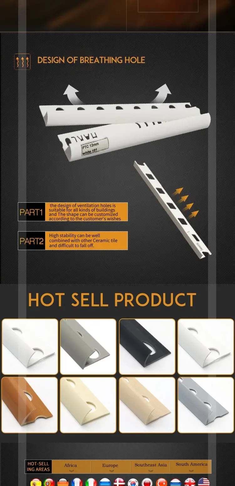 Gạch viền PVC chất lượng cao dành cho việc hoàn thiện cạnh gạch và đá cẩm thạch tại nhà máy Foshan hình ảnh 14-description