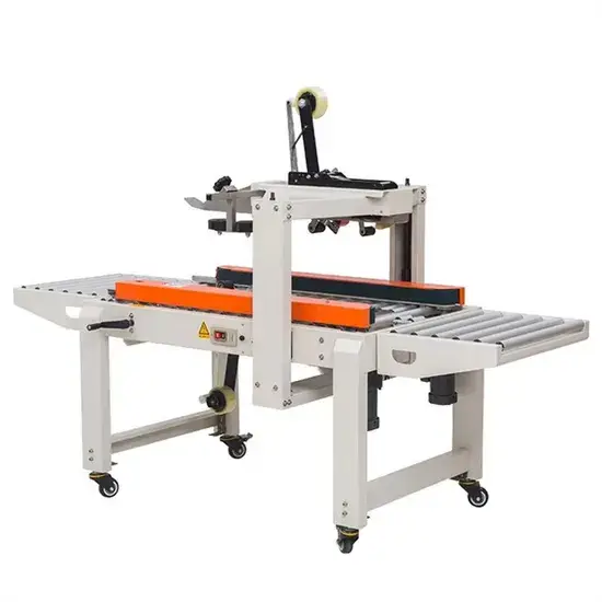 Máy niêm phong hộp Fxc4050xf tự động bán phần bằng băng dính và băng tải bên