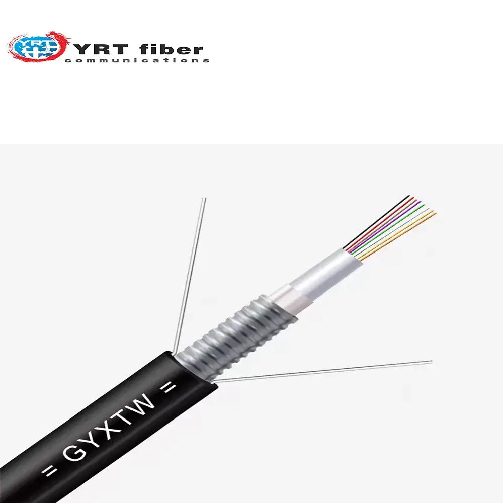 Cáp quang GYXTW chống nước và chịu môi trường khắc nghiệt, loại ống trung tâm, có 2-24 lõi