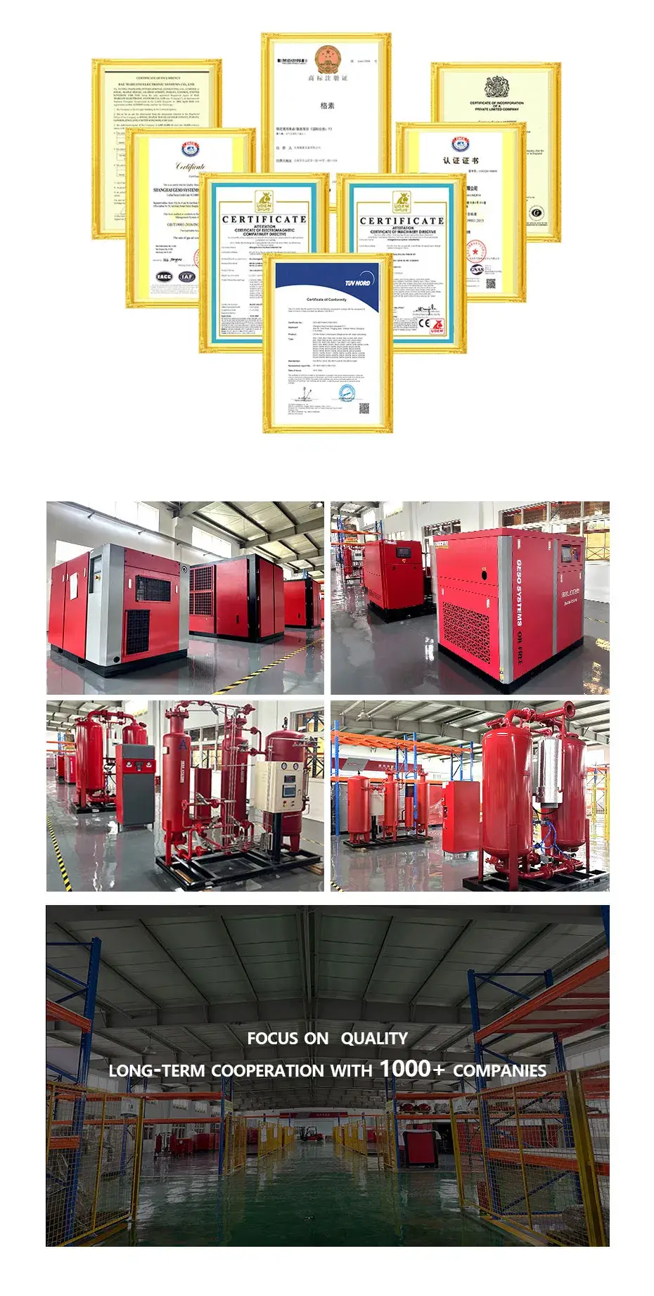 Máy nén vít khí Geso UK Bae-55A-2 7-16bar 7.5kw 11kw 15kw, 220V 380V 400V, 500L Bình chứa - Thương hiệu uy tín hình ảnh 20-description