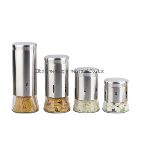 Lọ thủy tinh cách nhiệt kèm vỏ thép không gỉ cho đựng mì, cà phê, đường và trà