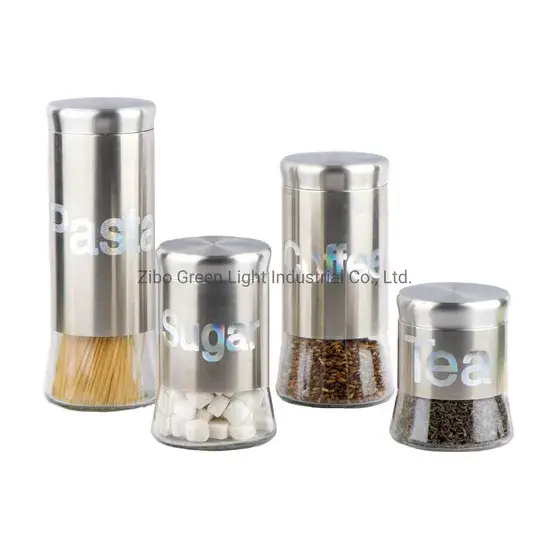 Lọ thủy tinh cách nhiệt kèm vỏ thép không gỉ cho đựng mì, cà phê, đường và trà