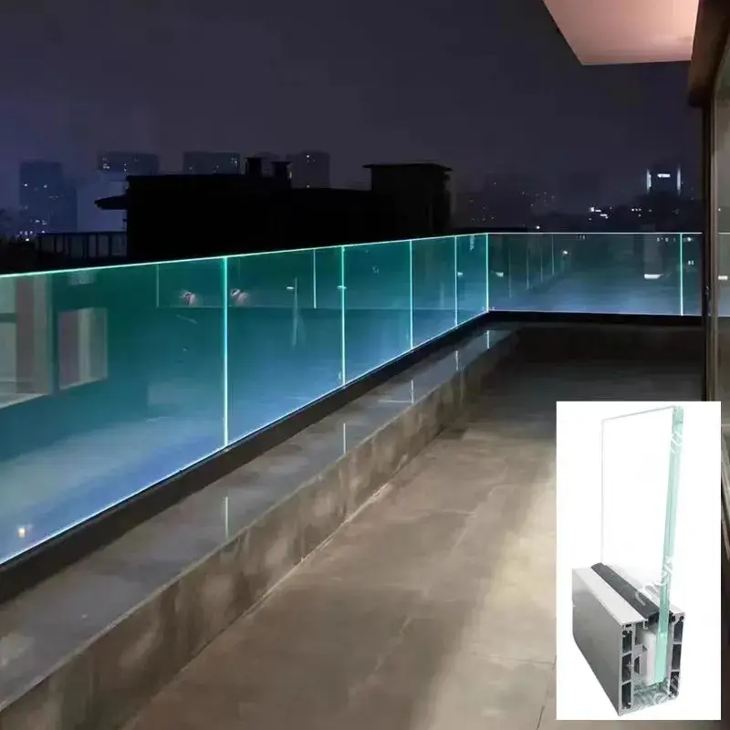 Thiết kế lan can kính không viền cho ban công và tay vịn - chất liệu nhôm và kính cường lực