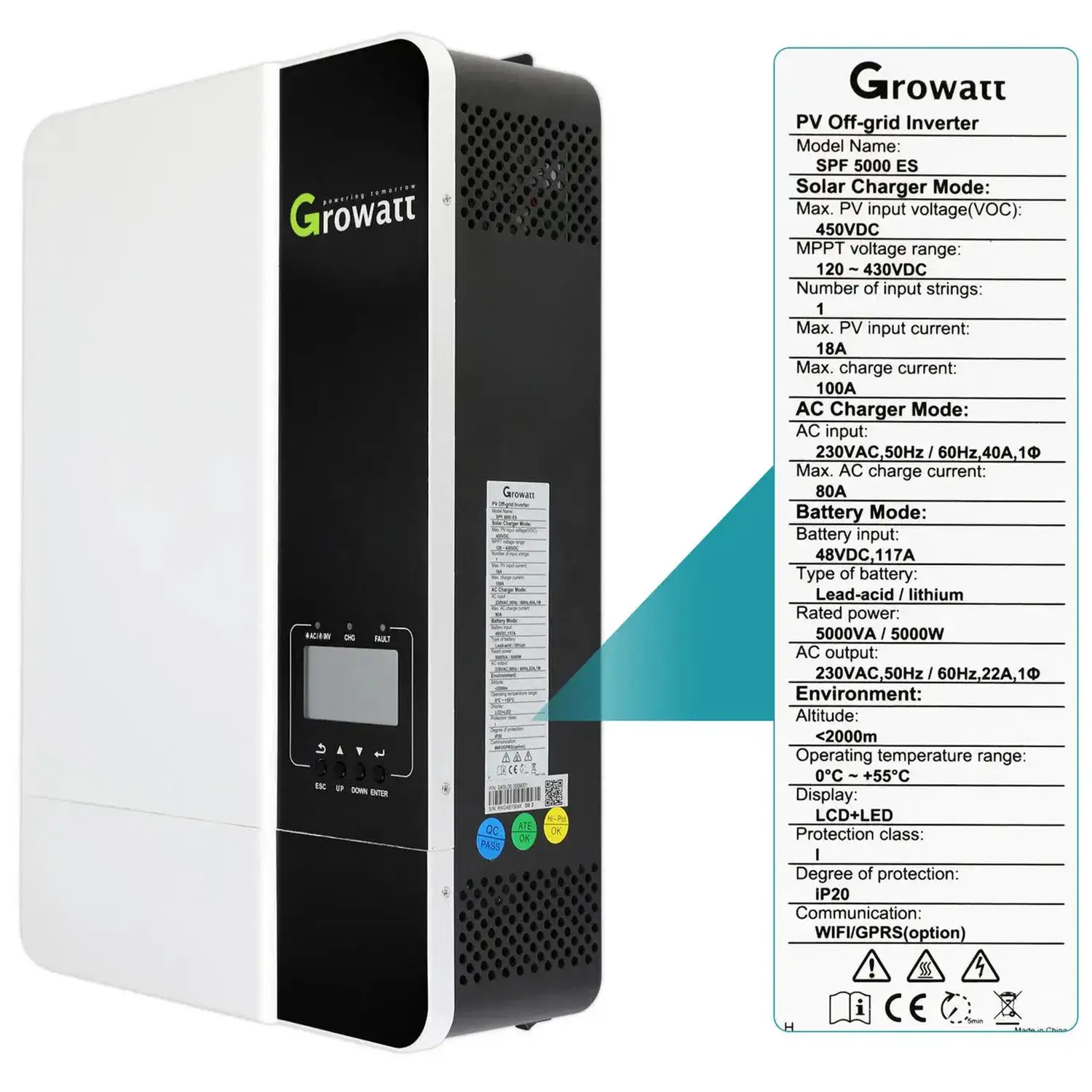 Bộ chuyển đổi năng lượng mặt trời off grid Growatt SPF 5000es 5kw và 3500es 3.5kw - Sản phẩm được ưa chuộng nhất
