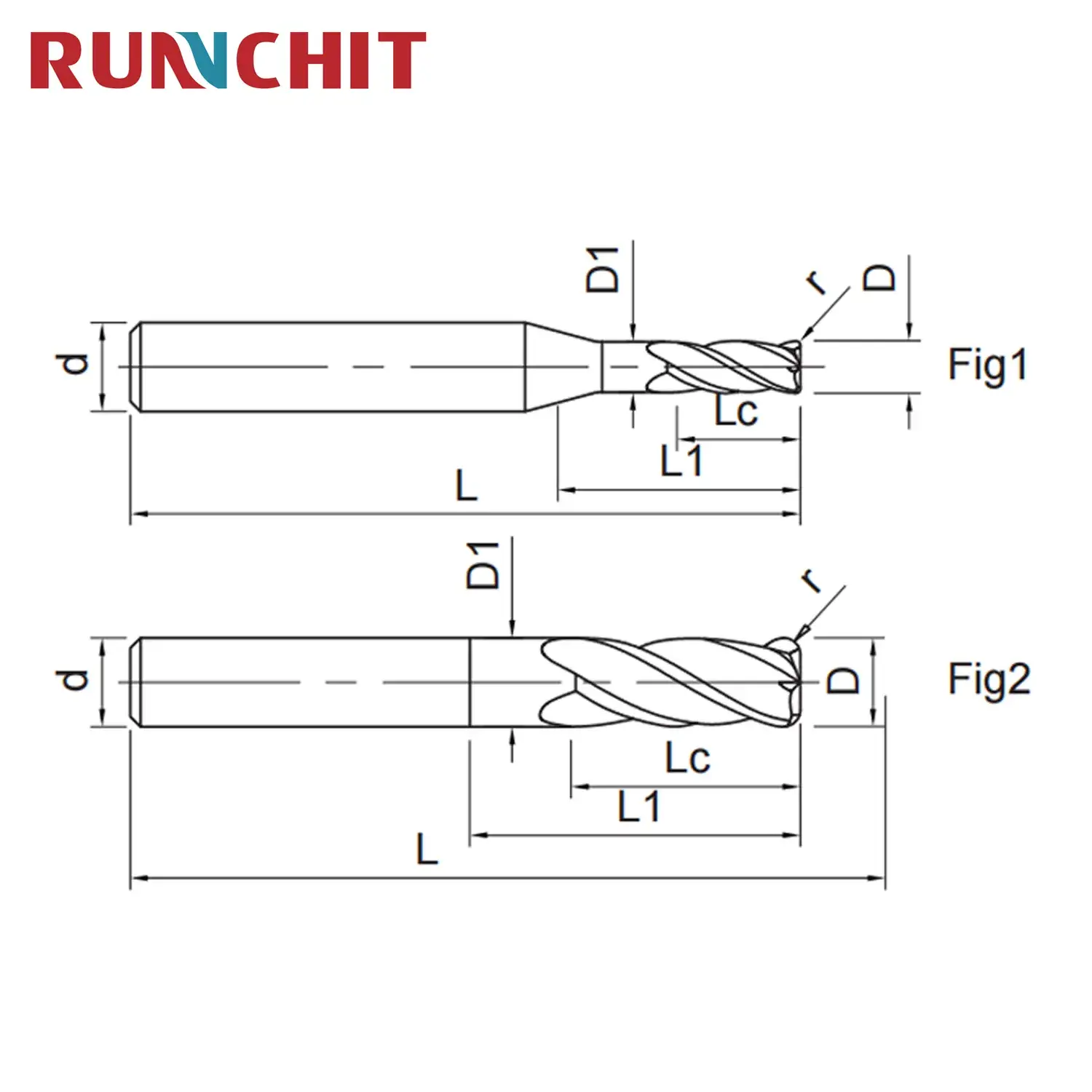Máy cắt đầu phay CNC chất lượng cao HRC 70 cho gia công khuôn mẫu D10.0*R0.5*20*30L100*D10*4t (NRBI1005)