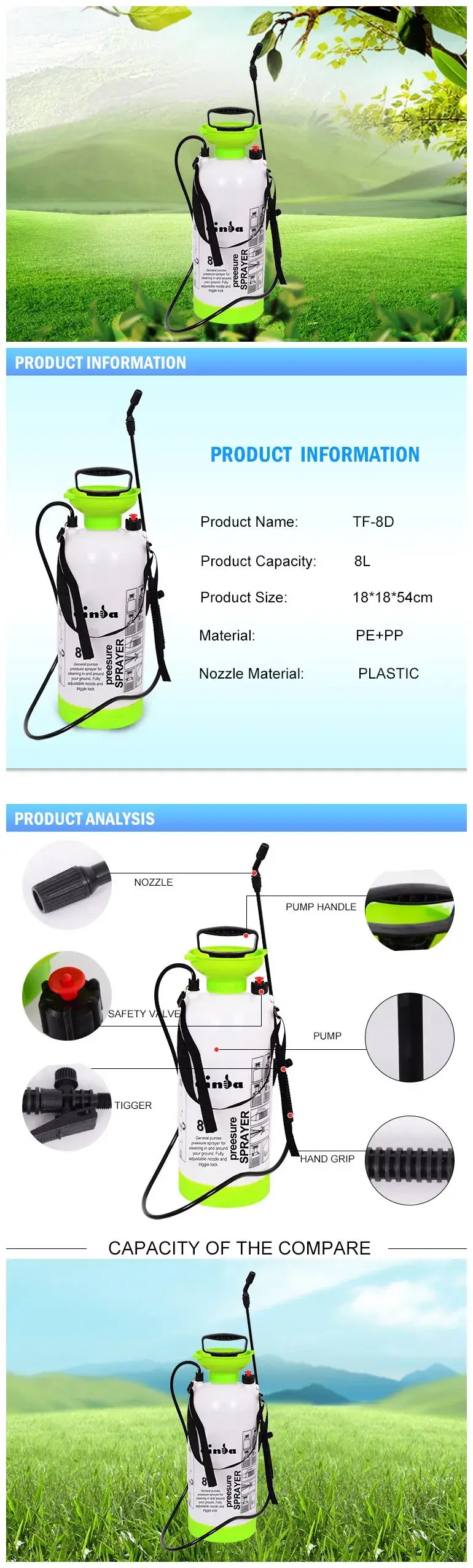Bình xịt áp lực cầm tay dung tích 8 lít cho vườn hình ảnh 10-description