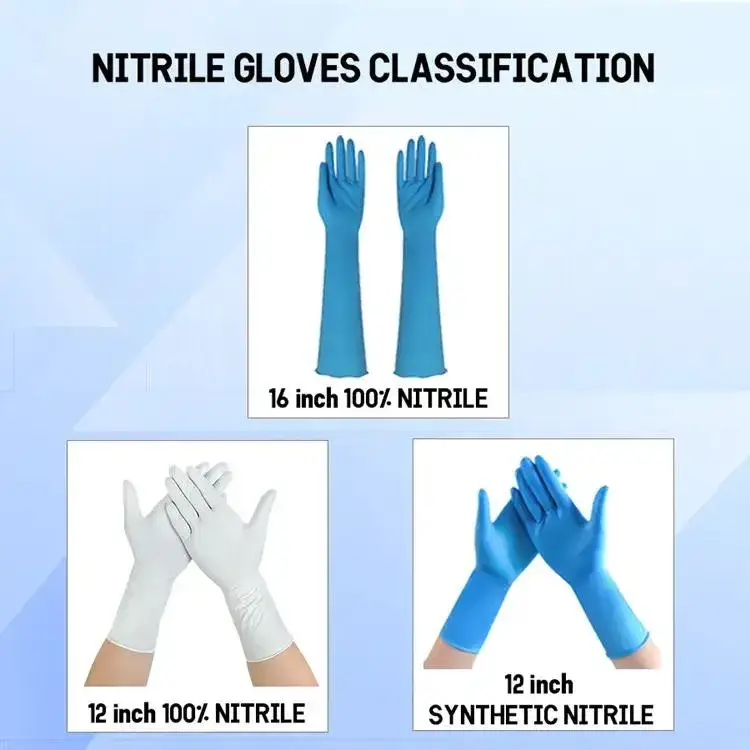 Găng tay bảo vệ thực phẩm màu xanh dương đen bằng vinyl PVC nitrile dùng một lần, đảm bảo giao hàng nhanh