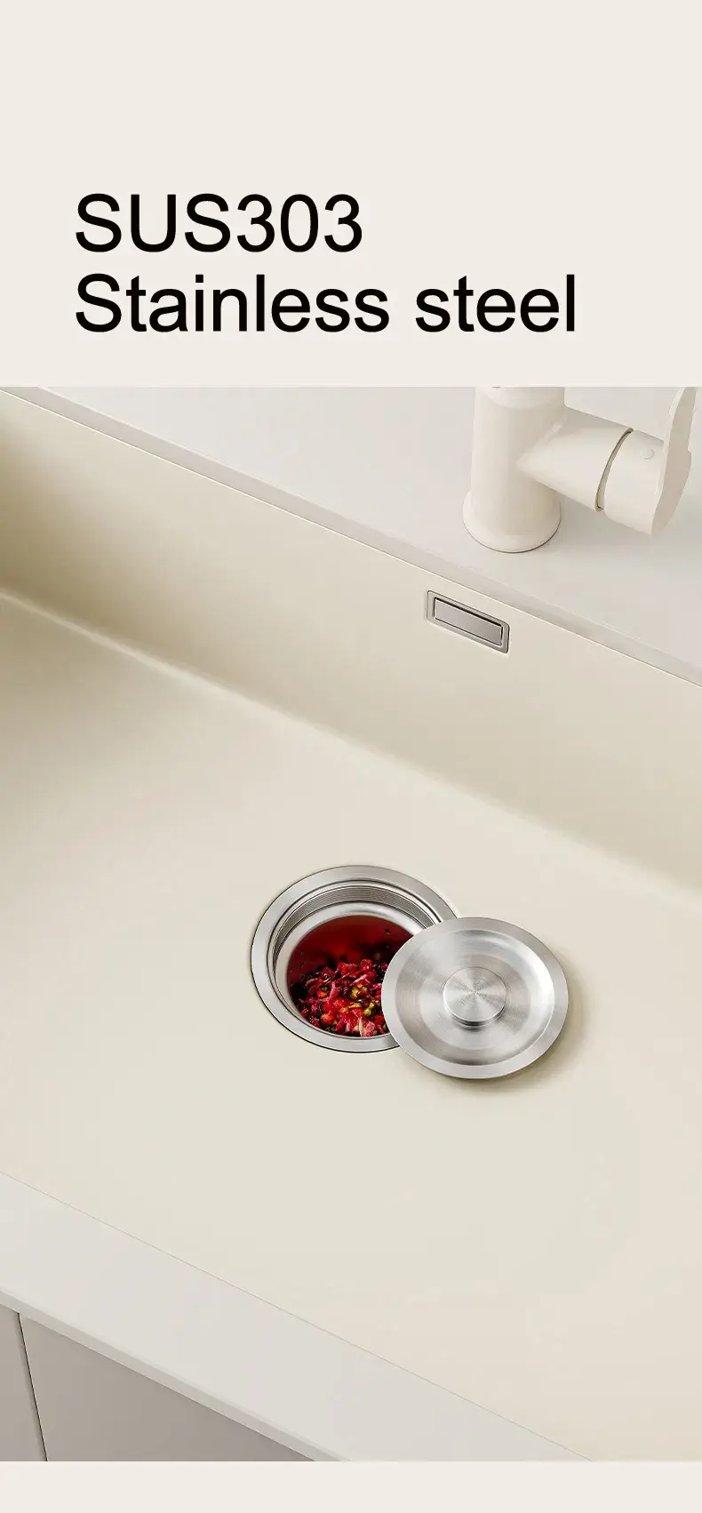 Bát chậu bếp thông minh làm từ thép không gỉ handmade với lớp hoàn thiện bóng cao và thiết kế chống chip, độ bền tốt hình ảnh 13-description