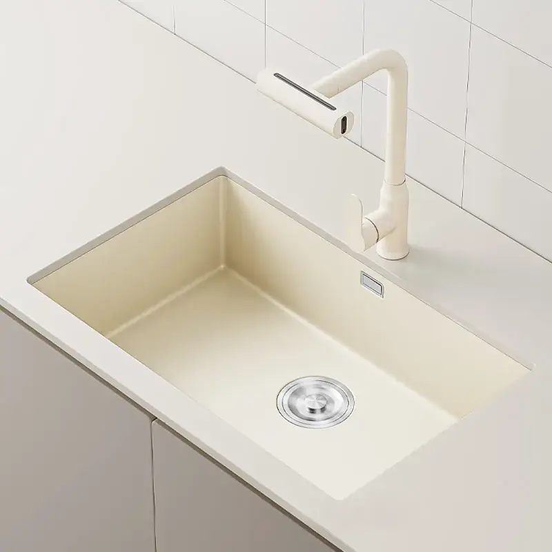 Bát chậu bếp thông minh làm từ thép không gỉ handmade với lớp hoàn thiện bóng cao và thiết kế chống chip, độ bền tốt