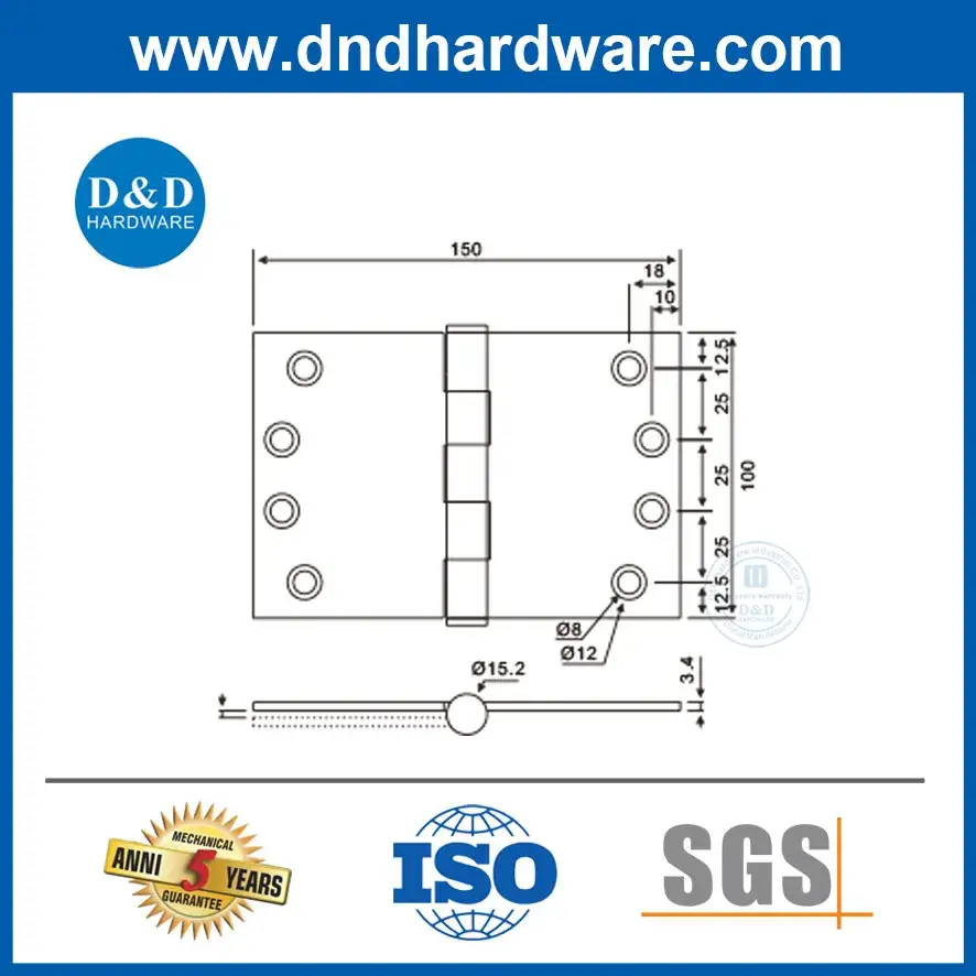Bản lề cửa chất lượng cao từ thép không gỉ 304, độ bền lớn