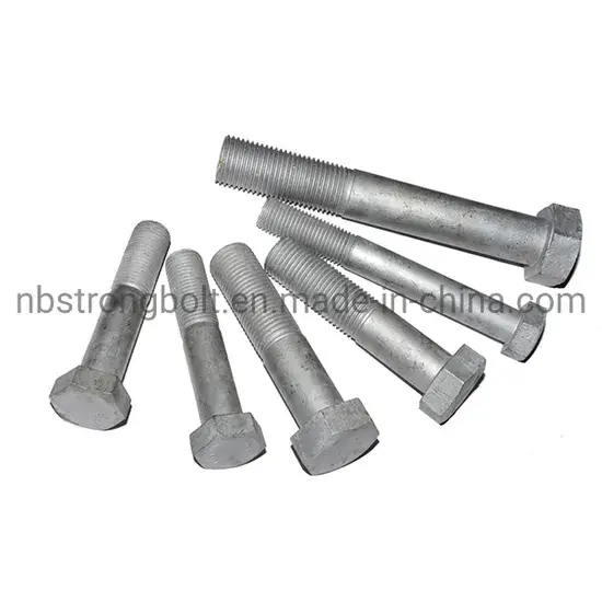 Bu lông hex HDG kèm theo đai ốc và vòng đệm cho việc lắp đặt