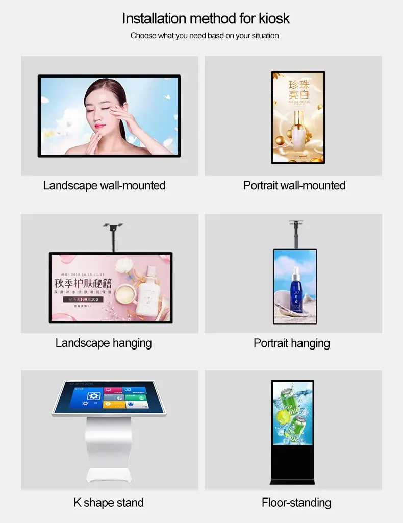 Màn hình treo tường 55inch độ sáng cao, kỹ thuật số menu cho nhà hàng