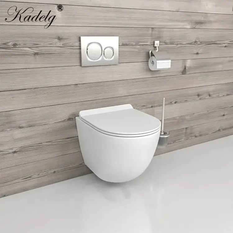 Bồn cầu sứ cao cấp thiết kế hiện đại, tích hợp van xả nước tiện lợi