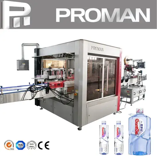 Thiết bị dán nhãn tự dính hai mặt cho chai nước nhựa tốc độ cao ở cả phía trước và phía sau hình ảnh 1-description