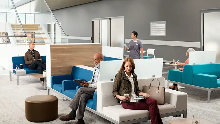 Bộ ghế sofa và ghế chờ vải công nghệ Elvet cho khu vực sảnh tiếp tân và phòng chờ bệnh viện hình ảnh 18-description