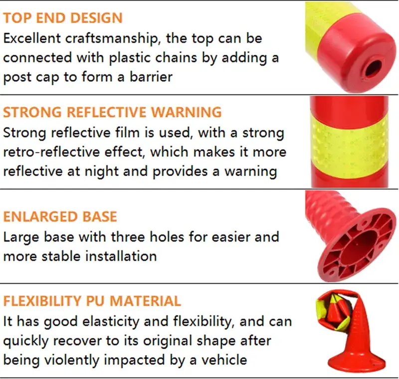 Sản phẩm cột phân cách giao thông linh hoạt mùa xuân nhiệt độ, tháo rời hình ảnh 12-description